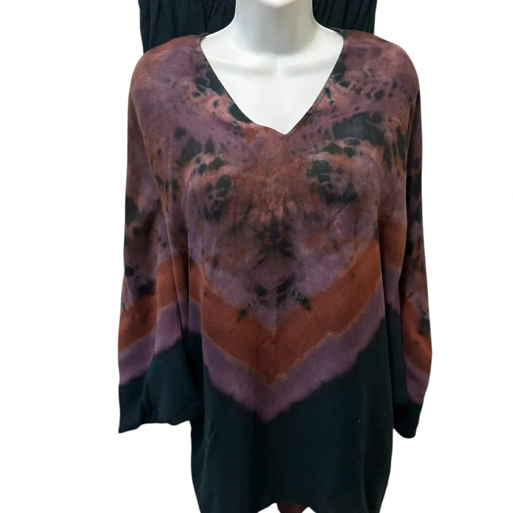 VTG Carole Dolighan Art 2 Wear Artsy 2PC Set L Dolman V Neck Tunic Wide Leg Pant